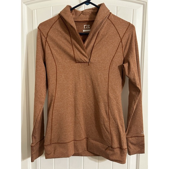 Cutter & Buck Women's Quarter Zip Long Sleeve Pullover XS Orange CB DryTec - Picture 1 of 13
